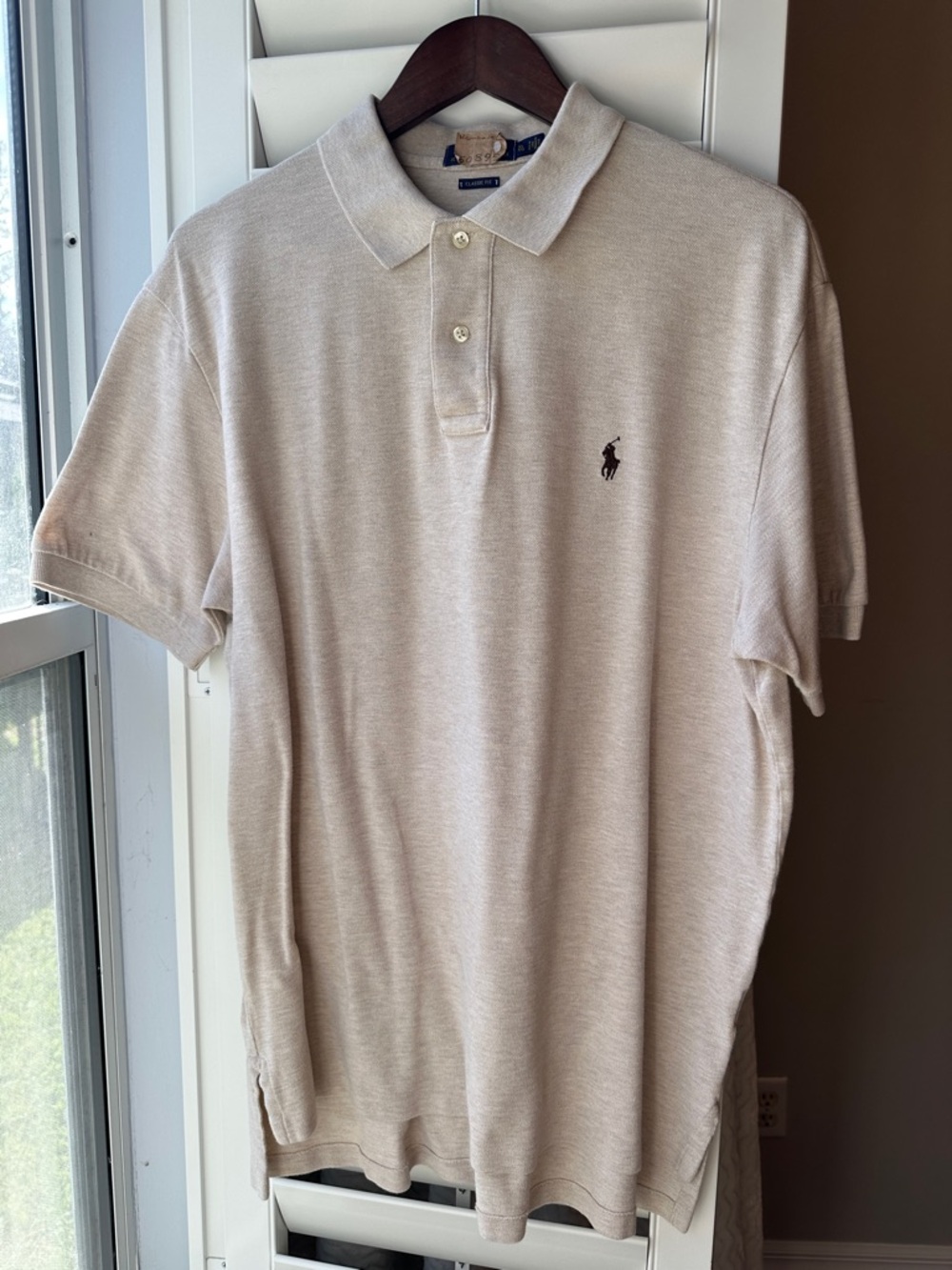 Ralph Lauren Men’s Polo Shirt in Light Beige with Black Pony